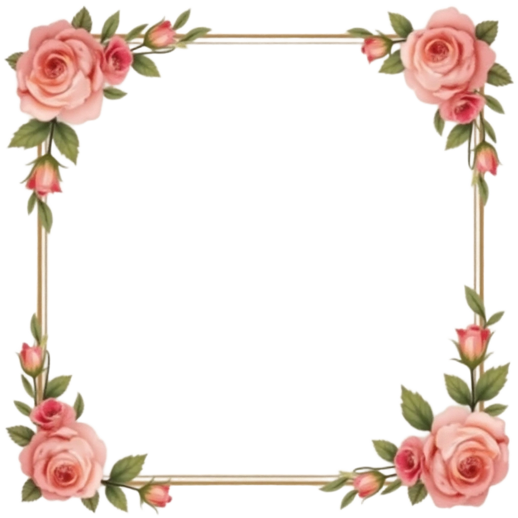 Floral Frame with Pink Roses